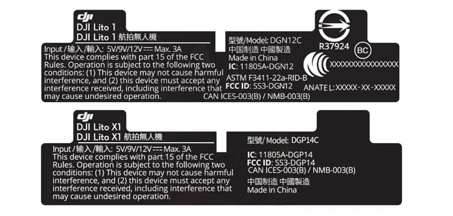 DJI Lito 1 and Lito X1 FCC filing