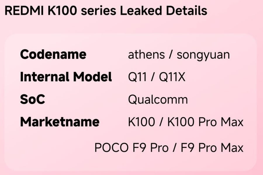 Bocoran awal Redmi K100 dan K100 Pro Max