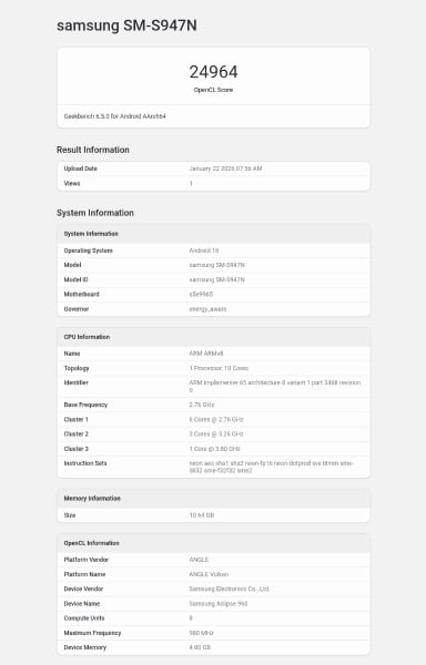 Samsung Galaxy S26 Plus muncul di Geekbench