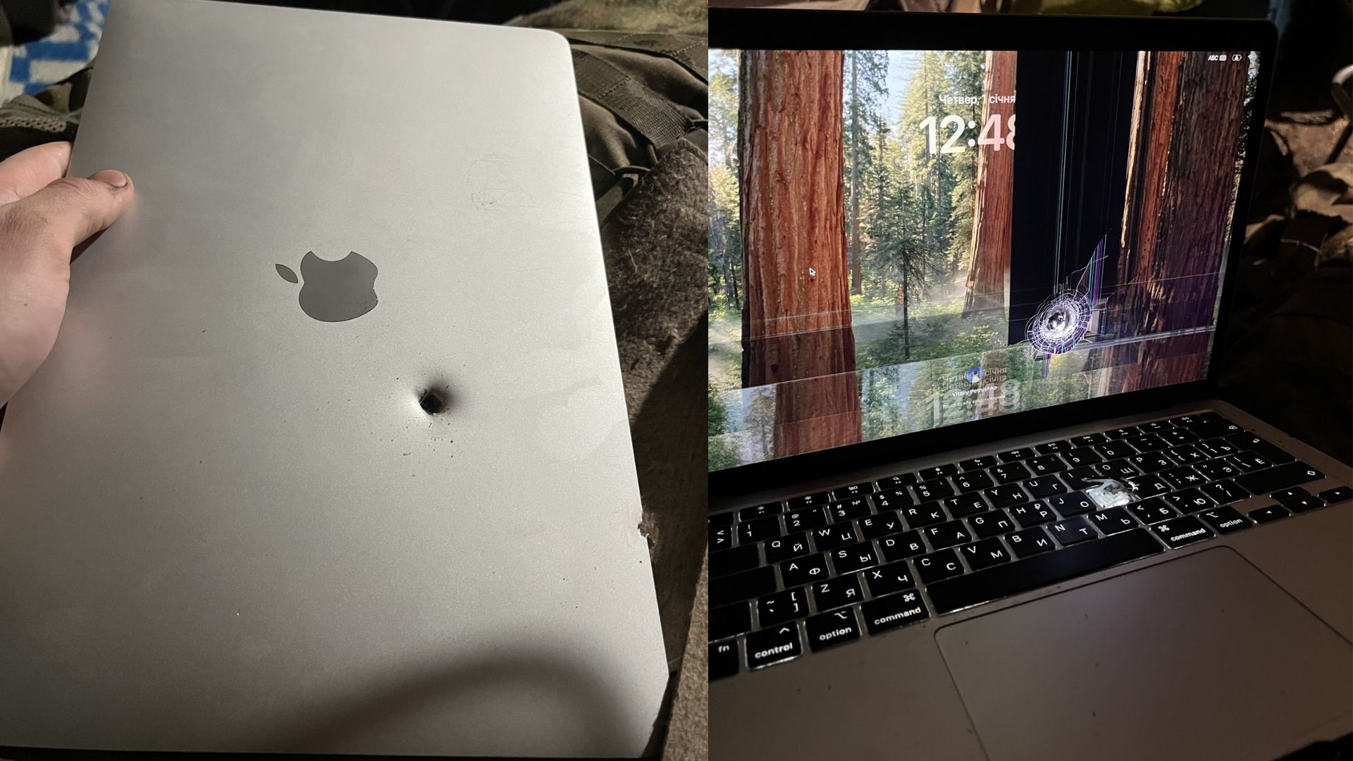 MacBook Air hit by artillery fragment reportedly kept working