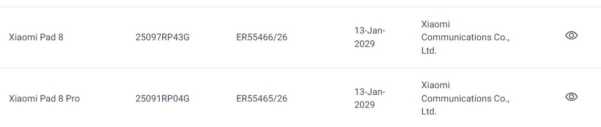 Daftar sertifikasi TDRA untuk Xiaomi Pad 8 dan Pad 8 Pro