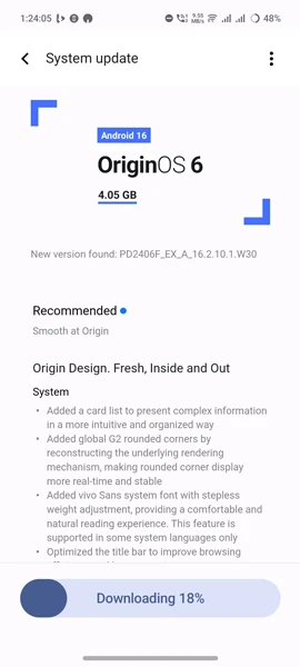 iQOO Z9s OriginOS 6 (Android 16) update
