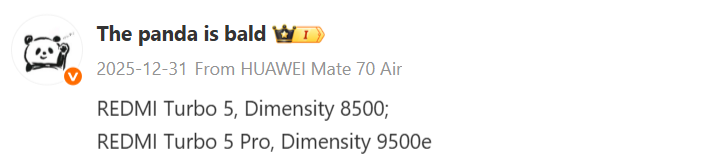 Bocoran chipset Redmi Turbo 5 series