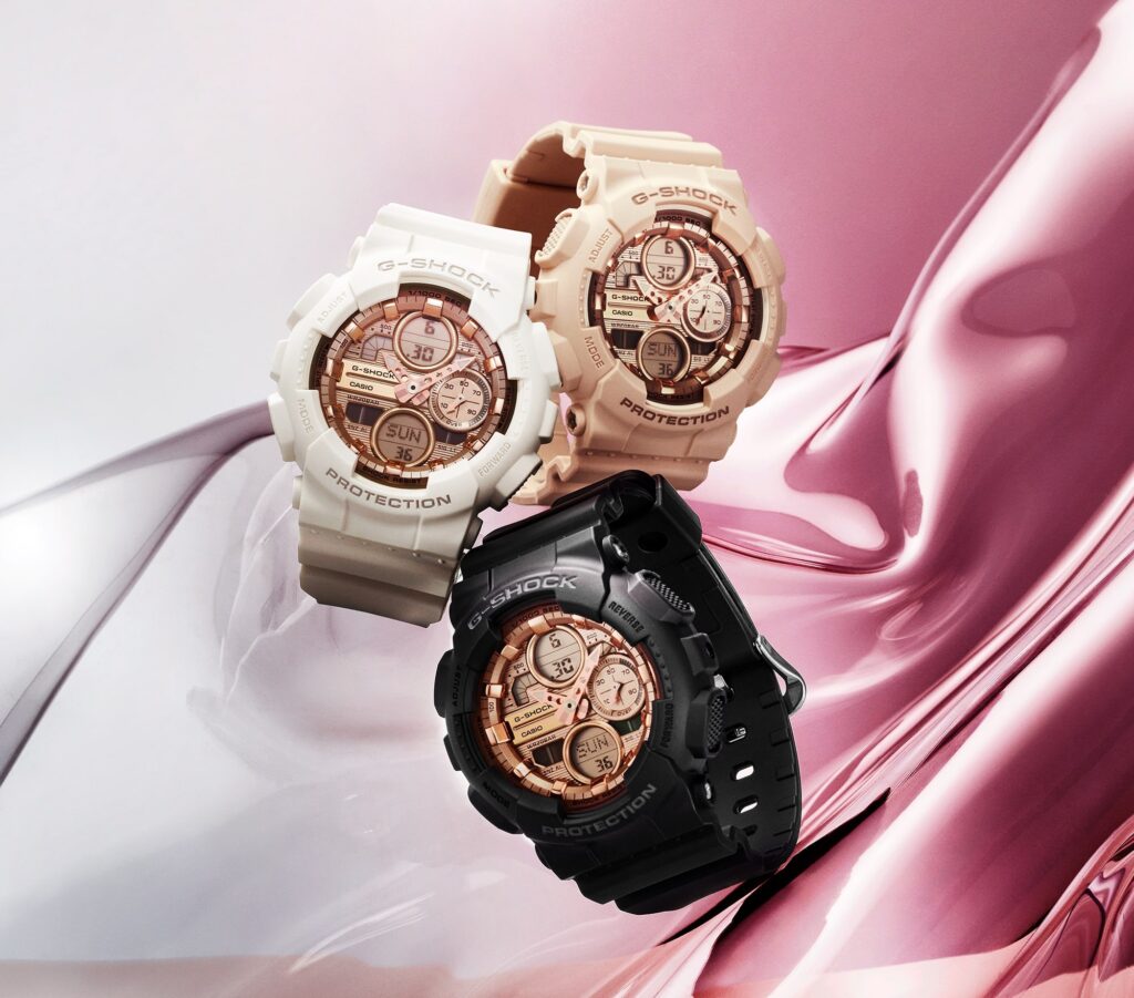Casio G-Shock GMA-S140PG-1A, GMA-S140PG-4A and GMA-S140PG-7A watches