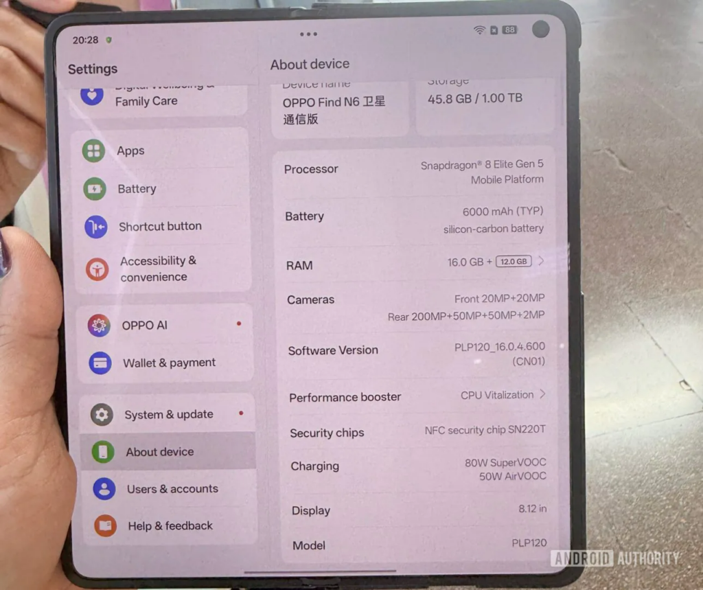 Oppo Find N6 image by Android Authority-