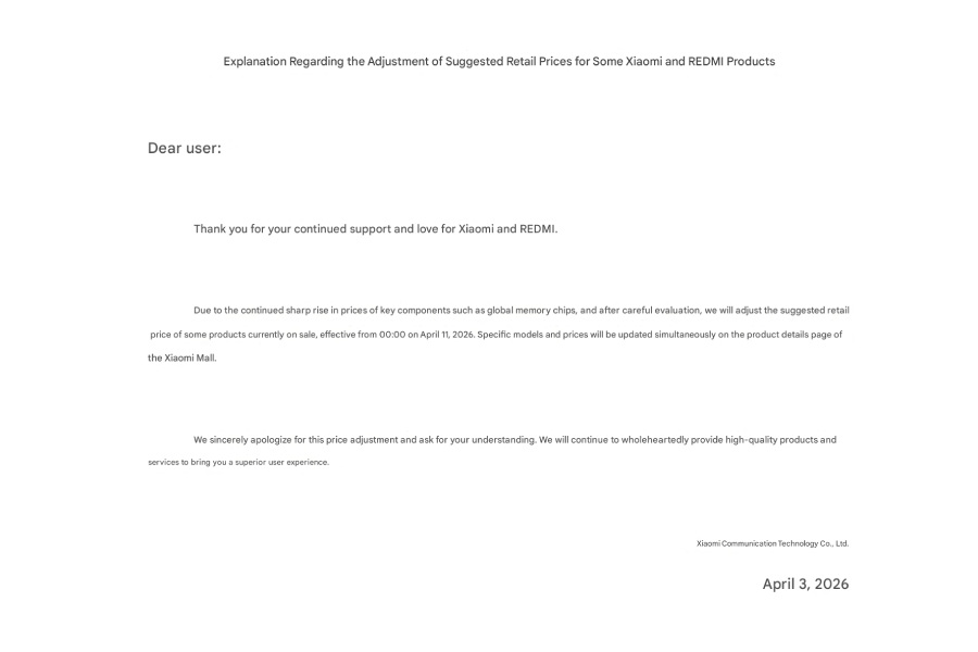 Redmi Price hike announcement