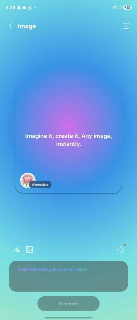 Image generation in Creative Studio app - One UI 8.5