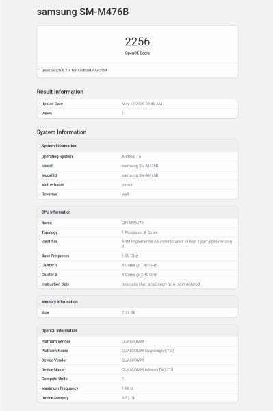 Samsung Galaxy M47 Geekbench