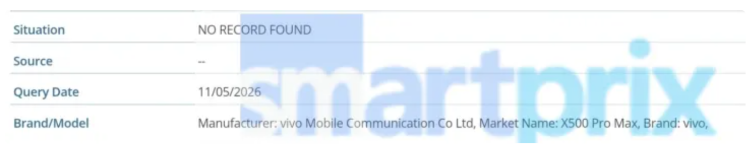 Vivo X500 Pro Max terlihat di database IMEI