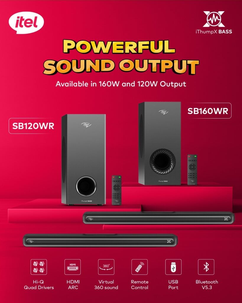 itel 160W and 120W Soundbars