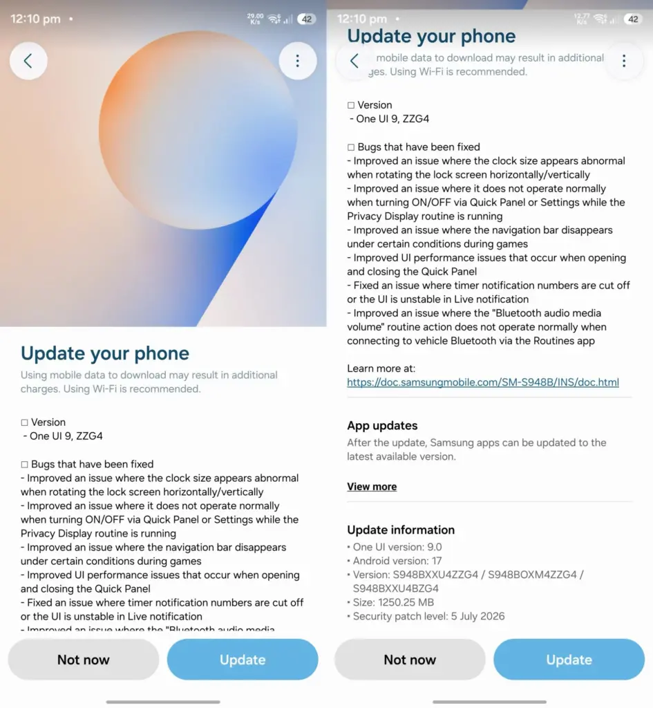 Galaxy S26 One UI 9 Beta 4 update