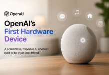 OpenAI’s first device could be a screenless AI speaker that moves OpenAI speaker (AI-generated image)