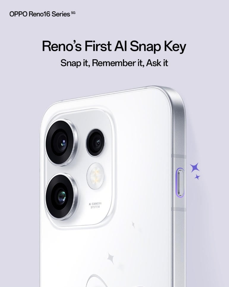 Oppo Reno 16 series AI Snap Key