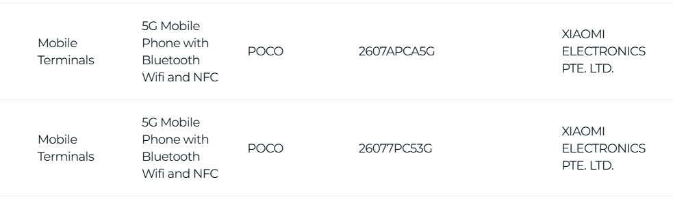 Poco F9 Pro and F9 Ultra IMDA listing