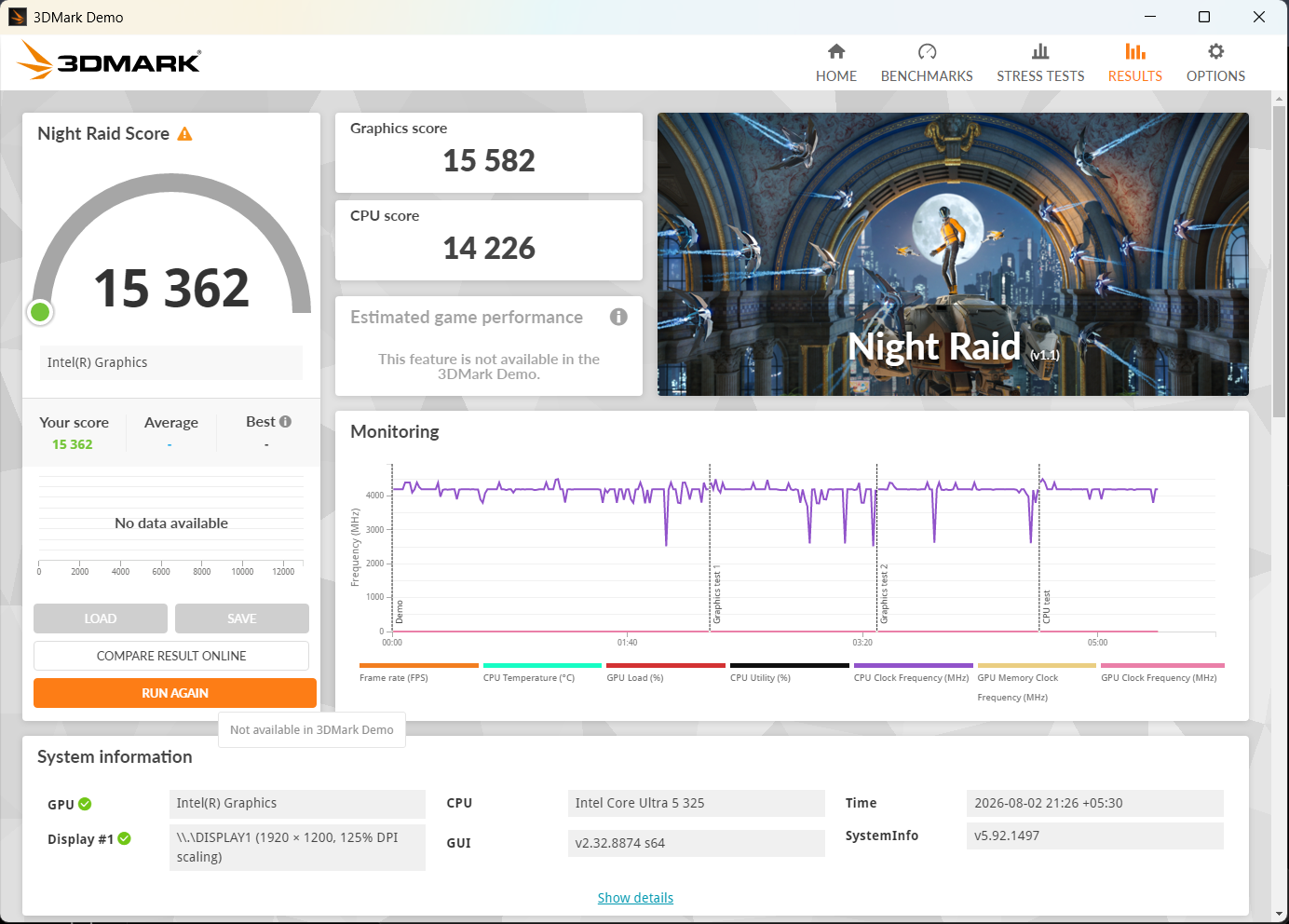 Asus Vivobook S16 3D Mark Night Raid