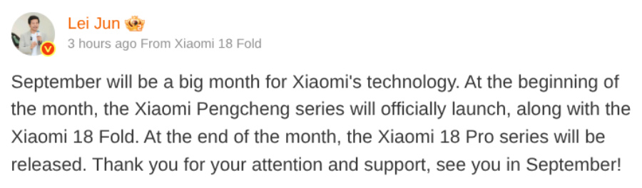 Xiaomi 18 Fold and Xiaomi 18 Pro Launch Timeframe