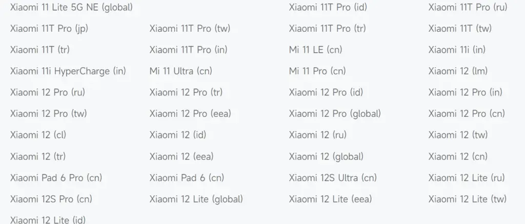 Xiaomi August 2026 EOL List