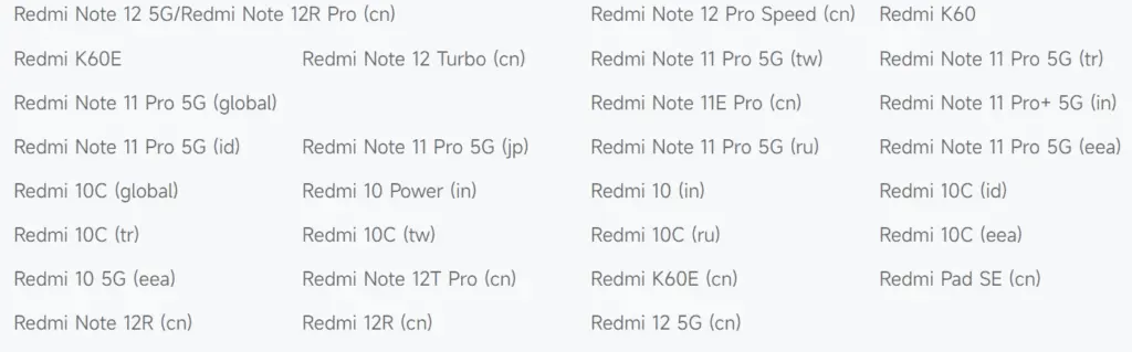 Xiaomi August 2026 EOL List