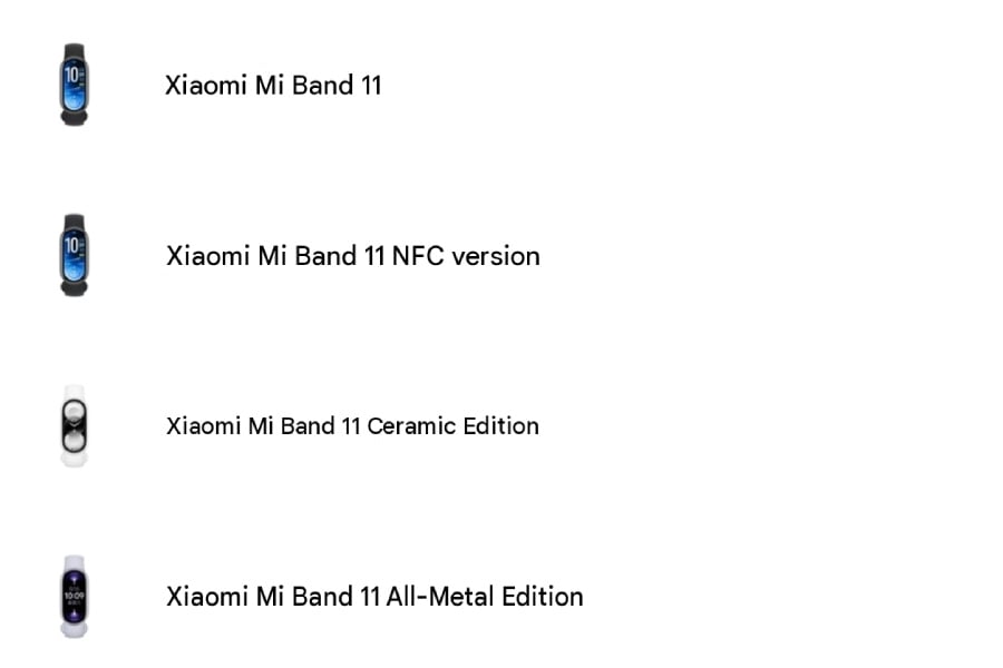 Xiaomi Smart Band 11 Variations