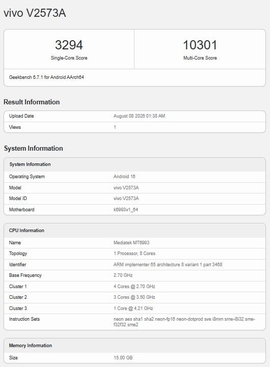 iQOO Neo 11 Ultra Geekbench1
