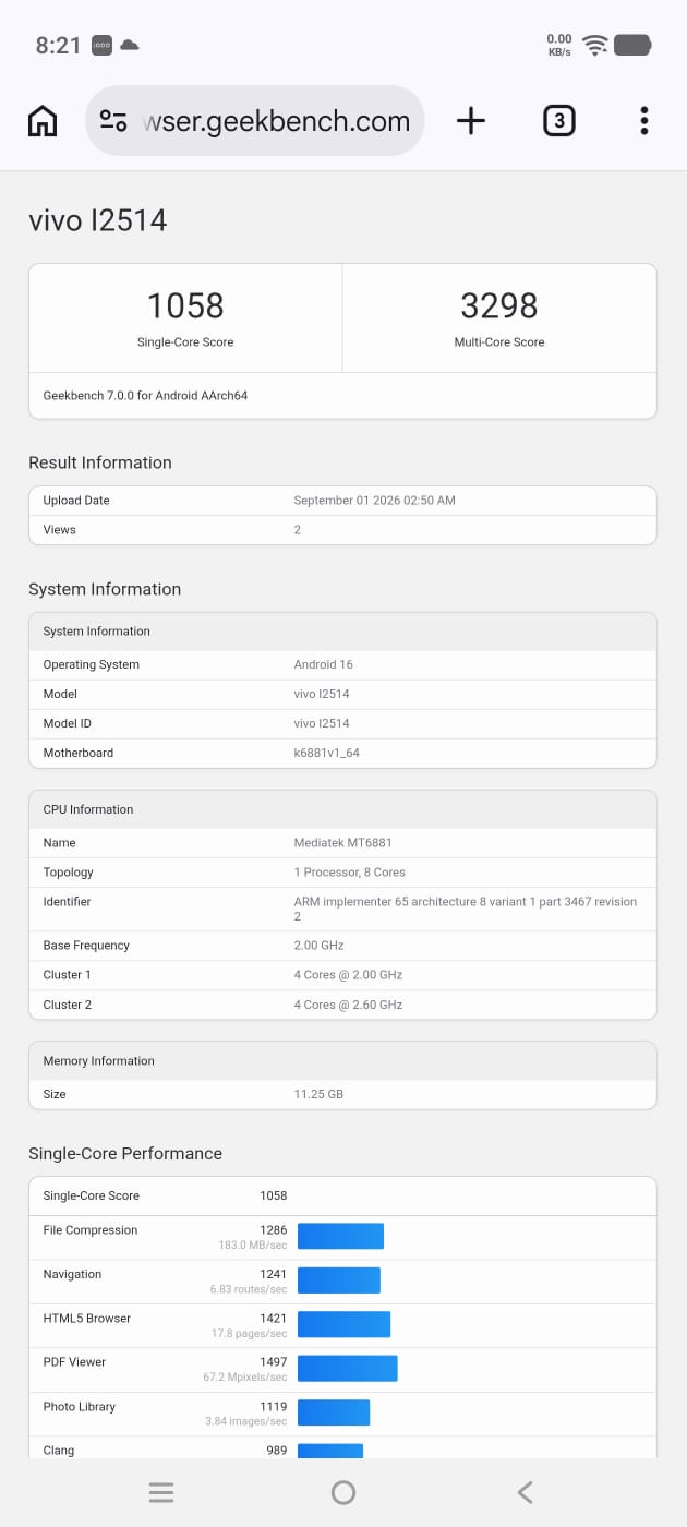iQOO Z11 Geekbench 7