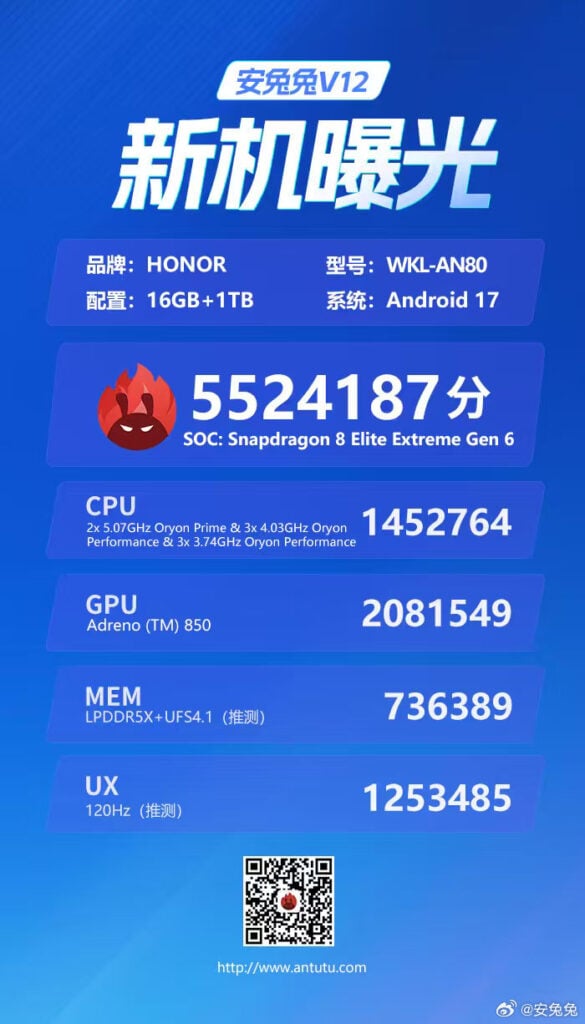 Honor Magic 9 Pro Max AnTuTu listing