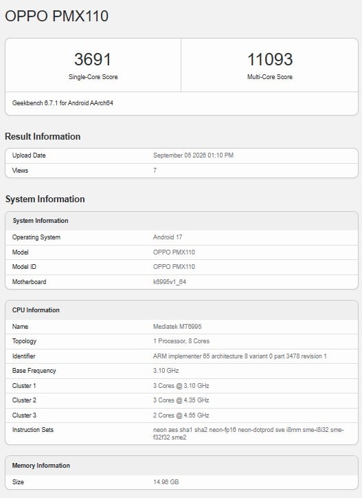 Oppo Find X10 Pro Max Geekbench