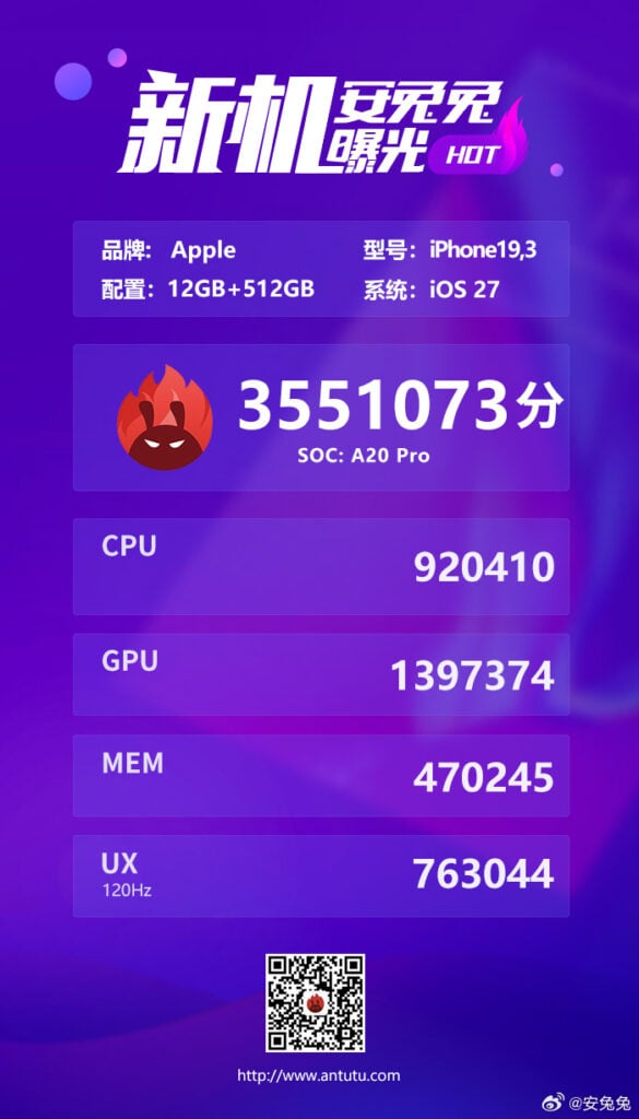 iPhone 18 Pro Max AnTuTu