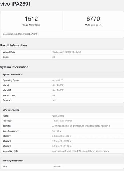 iQOO Pad Ultra Geekbench