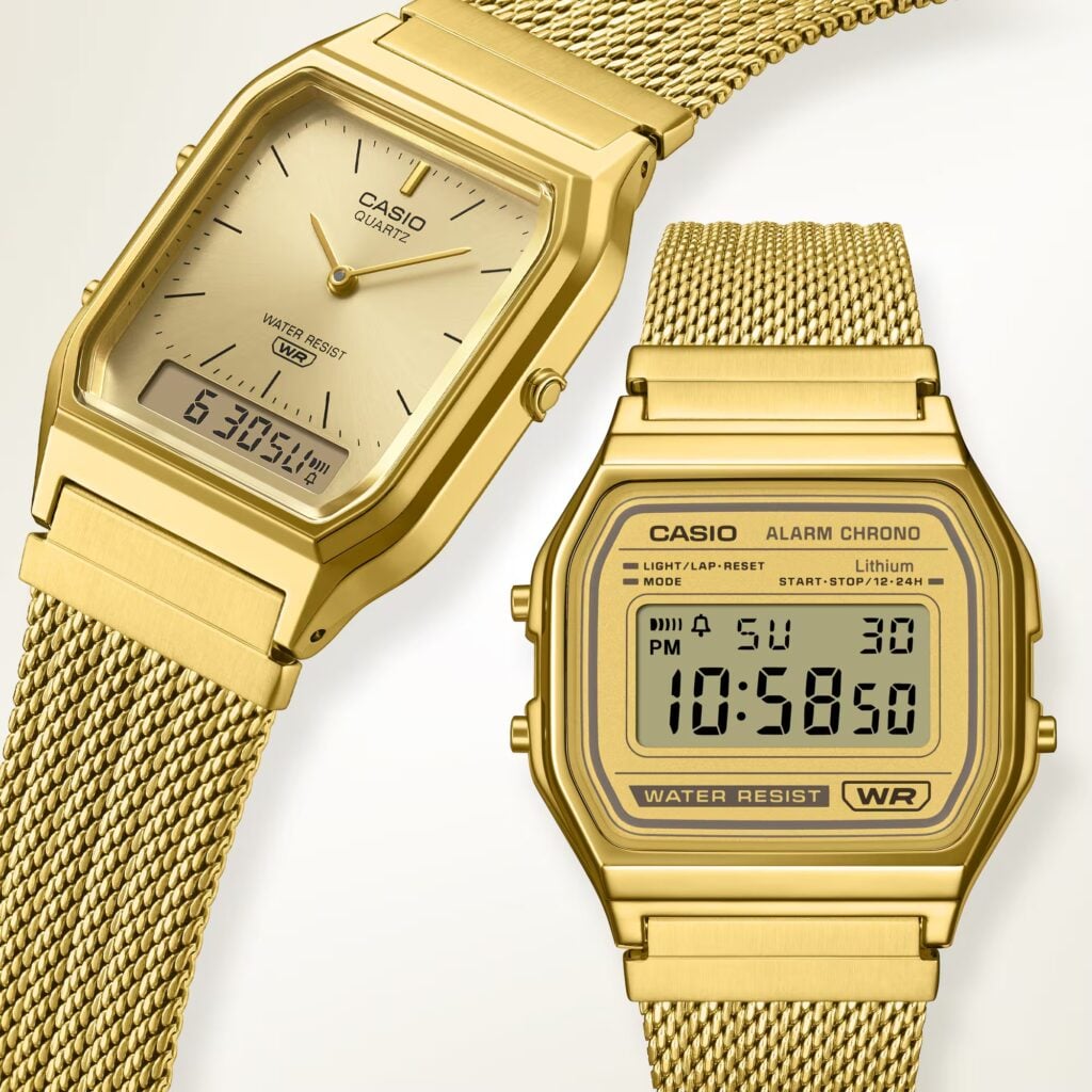 Casio AQ-230EMG-9A and A158WEMG-9 watches