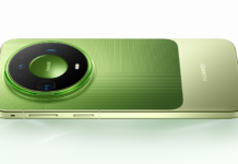 The green Huawei Mate 90 Pro Max smartphone features a large circular camera module.