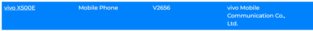 Vivo X500e Bluetooth SIG listing