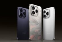 Three iQOO 16 smartphones displayed in different colors against a dark background.