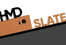 HMD Slate Tab 5G coming soon with 10.6″ 2K display Orange HMD Slate Tab 5G tablet shown from front and back angles.