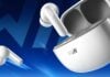 Honor launches Win Earphones with 12.4mm drivers, 55dB ANC, 8.5h/42h battery life White Honor Win Earphones and their charging case displayed against a blue background.