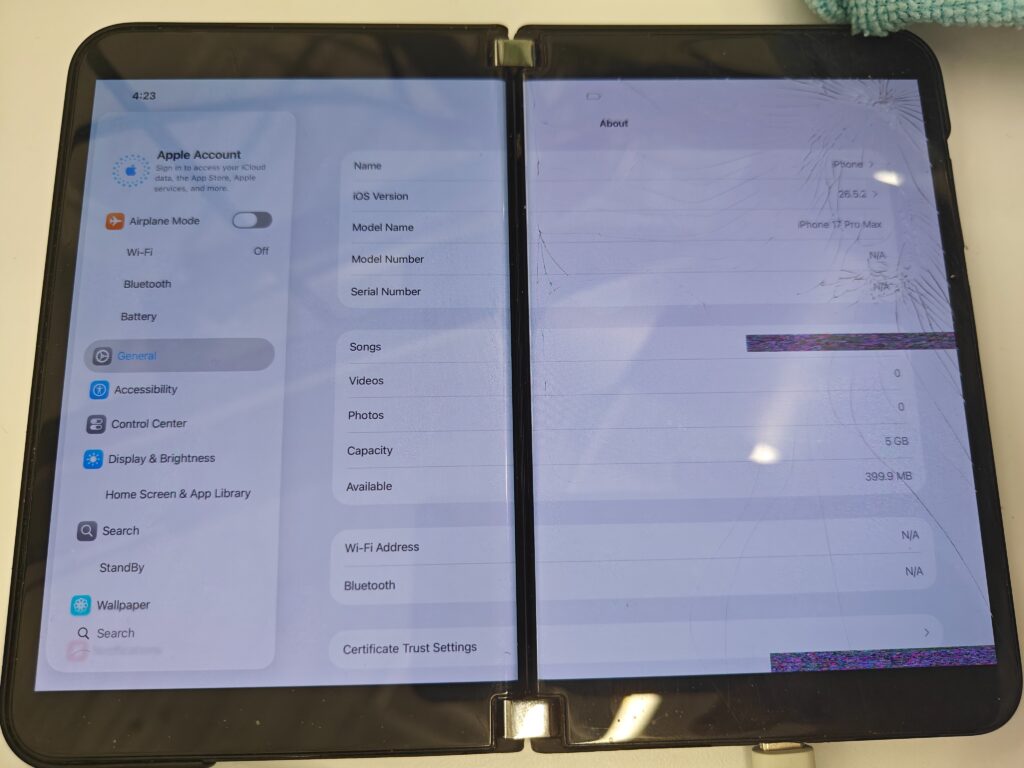 Microsoft Surface Duo 2 running iOS 26.5.2