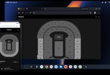 Googlebook’s highlight features require Android 17 on phone, while Intel (x86) versions might struggle to run some apps A phone displaying a concert seating map beside a laptop screen showing the same ticket page, with a taskbar of Google apps.